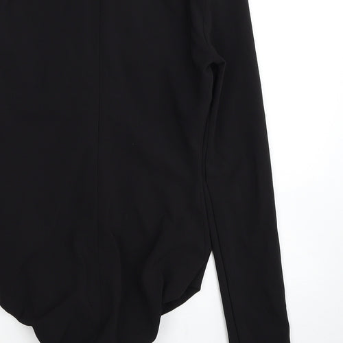 Zara Womens Black Polyester Bodysuit One-Piece Size S Snap
