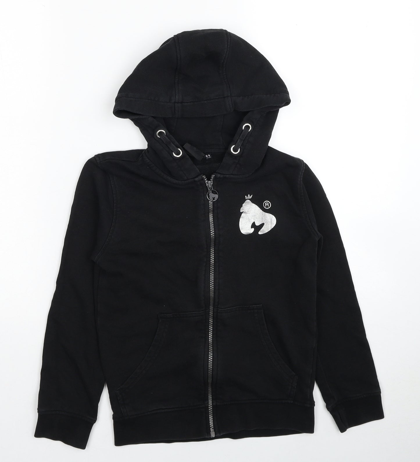 Money Boys Black Cotton Full Zip Hoodie Size 8-9 Years Zip