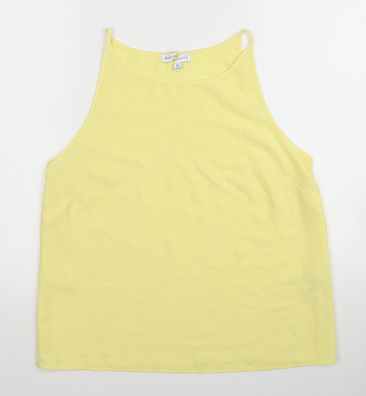 Warehouse Womens Yellow Polyester Basic Tank Size 12 Round Neck