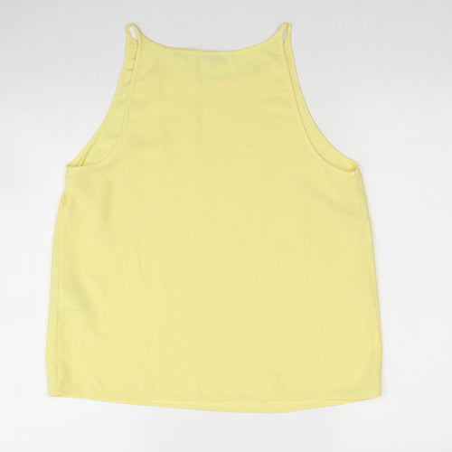 Warehouse Womens Yellow Polyester Basic Tank Size 12 Round Neck