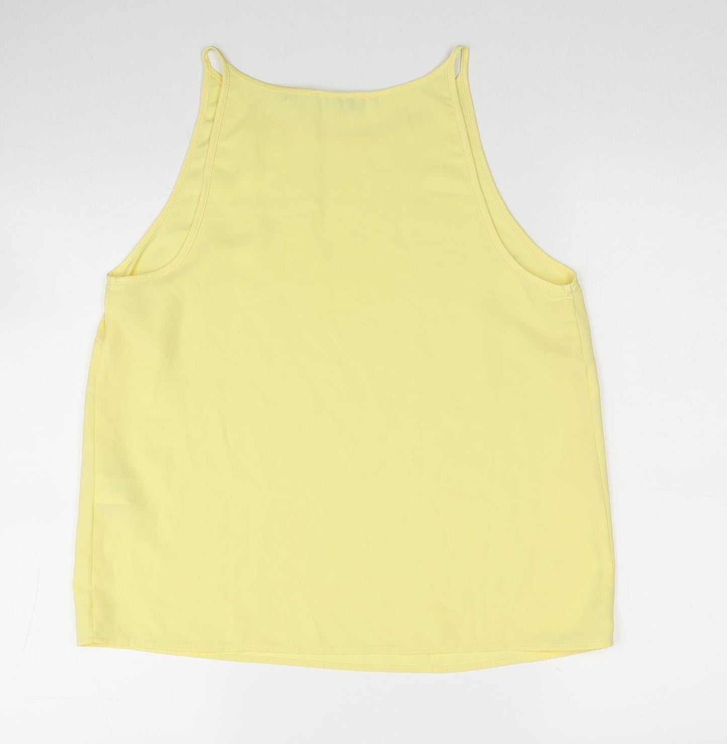 Warehouse Womens Yellow Polyester Basic Tank Size 12 Round Neck
