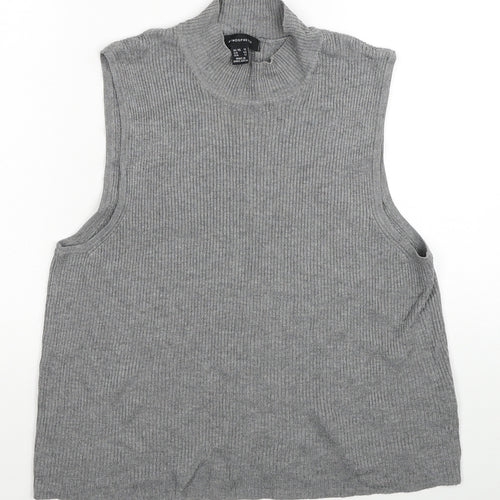 Atmosphere Womens Grey Mock Neck Viscose Vest Jumper Size 16