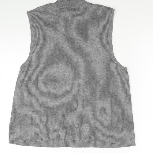Atmosphere Womens Grey Mock Neck Viscose Vest Jumper Size 16