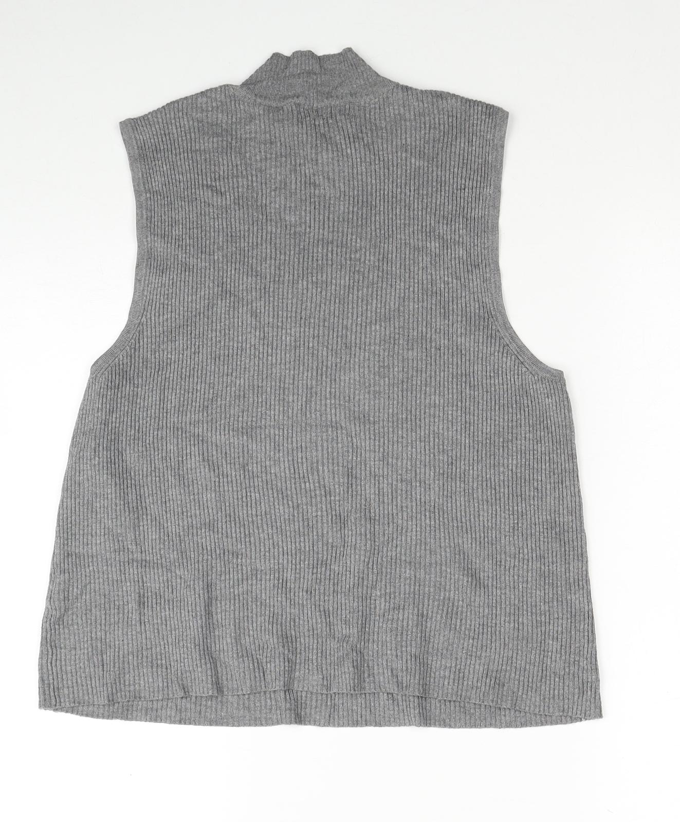 Atmosphere Womens Grey Mock Neck Viscose Vest Jumper Size 16