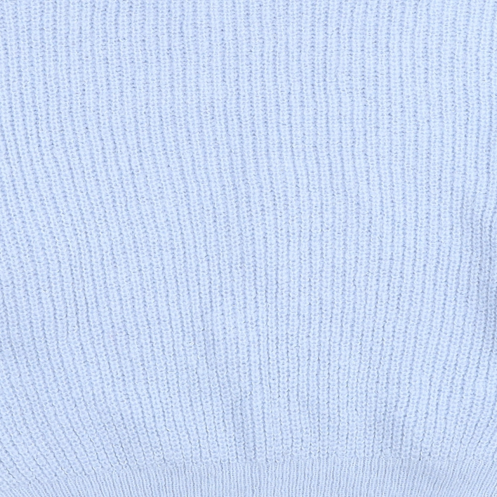 Pieces Womens Blue Round Neck Geometric Lyocell Pullover Jumper Size L