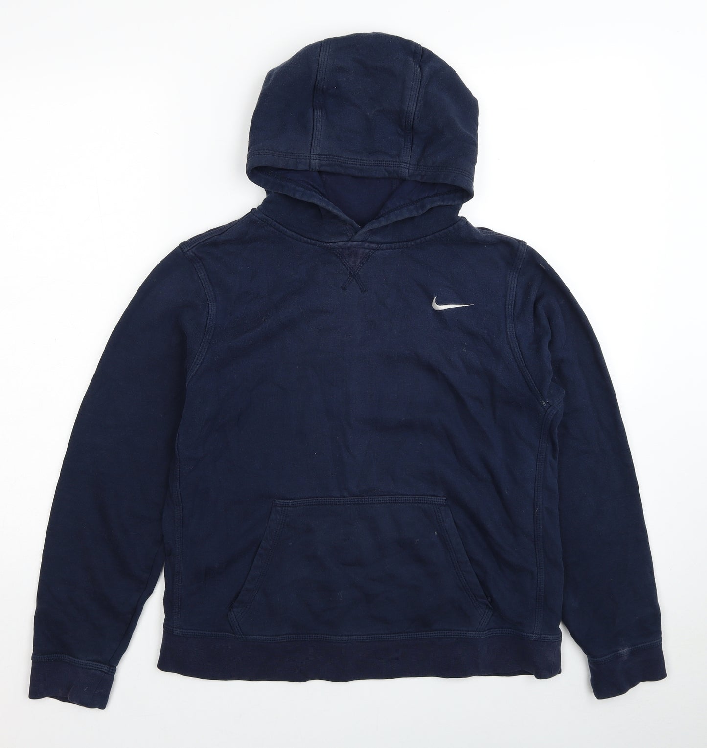 Nike Boys Blue Cotton Pullover Hoodie Size 13-14 Years Pullover