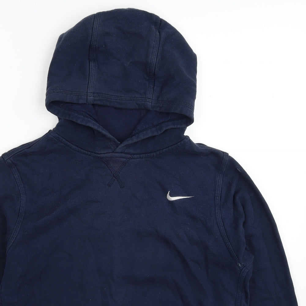 Nike Boys Blue Cotton Pullover Hoodie Size 13-14 Years Pullover
