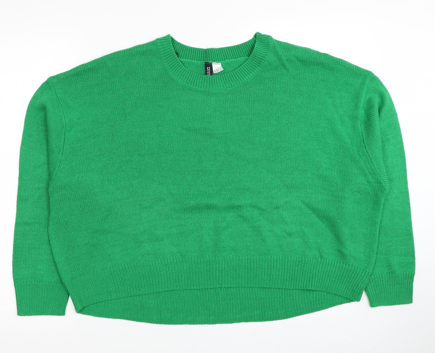 Divided by H&M Womens Green Round Neck Acrylic Pullover Jumper Size XL
