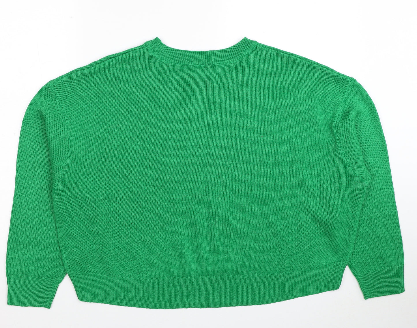 Divided by H&M Womens Green Round Neck Acrylic Pullover Jumper Size XL