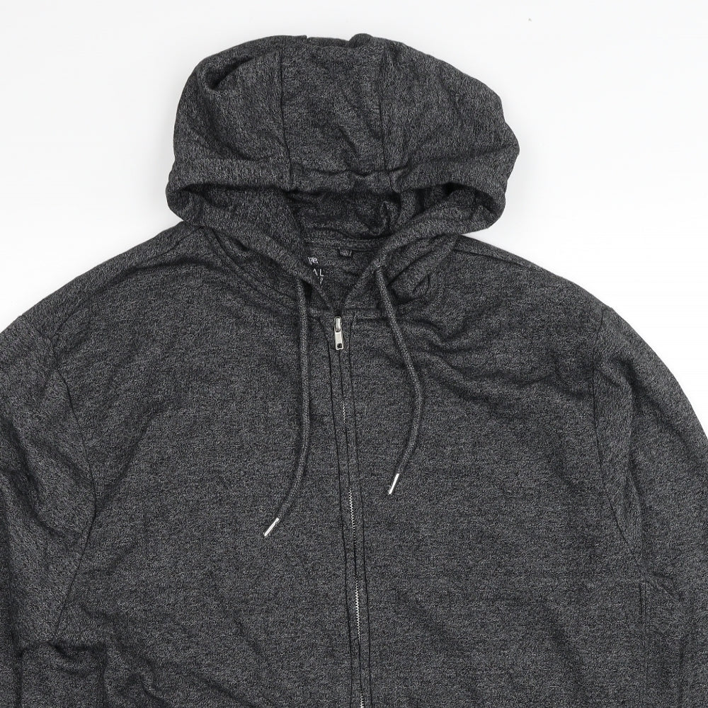 George Mens Grey Cotton Full Zip Hoodie Size XL
