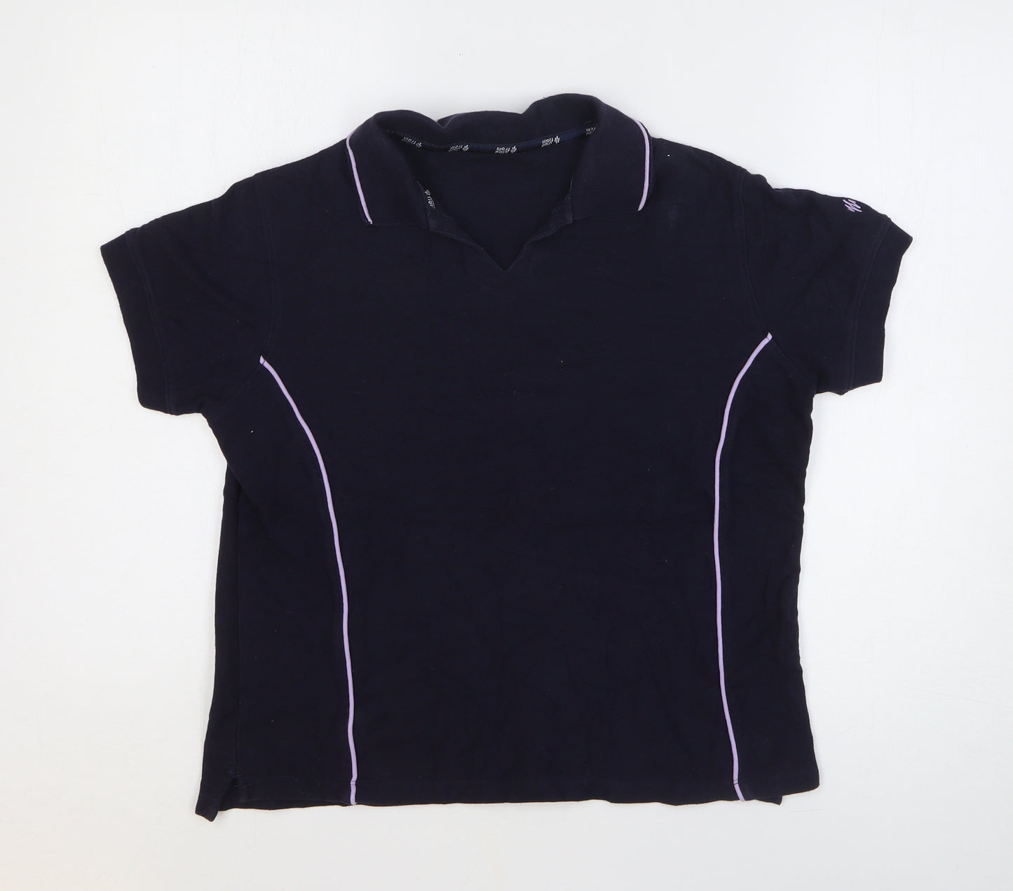 Marks and Spencer Womens Blue 100% Cotton Basic T-Shirt Size 14 Collared
