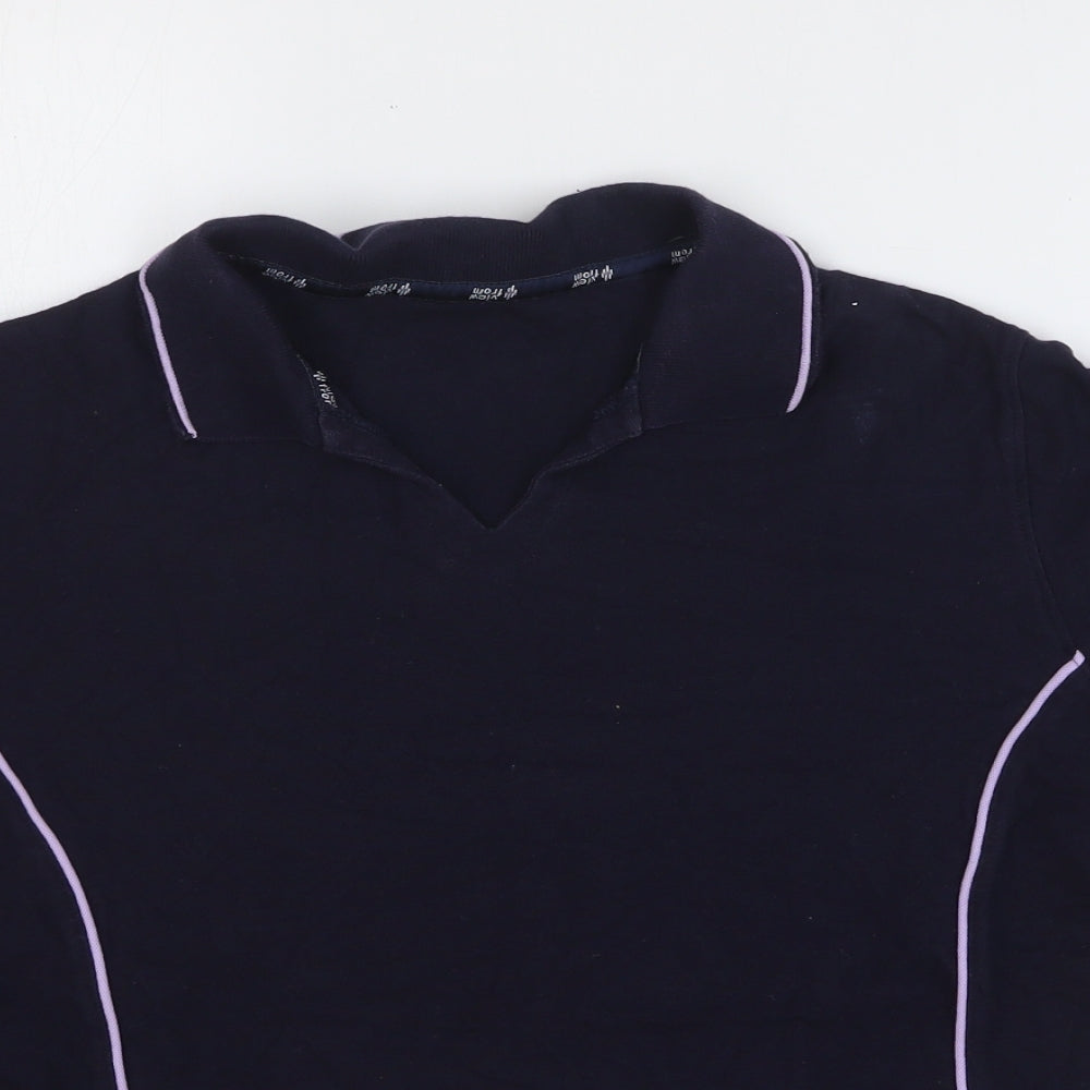 Marks and Spencer Womens Blue 100% Cotton Basic T-Shirt Size 14 Collared