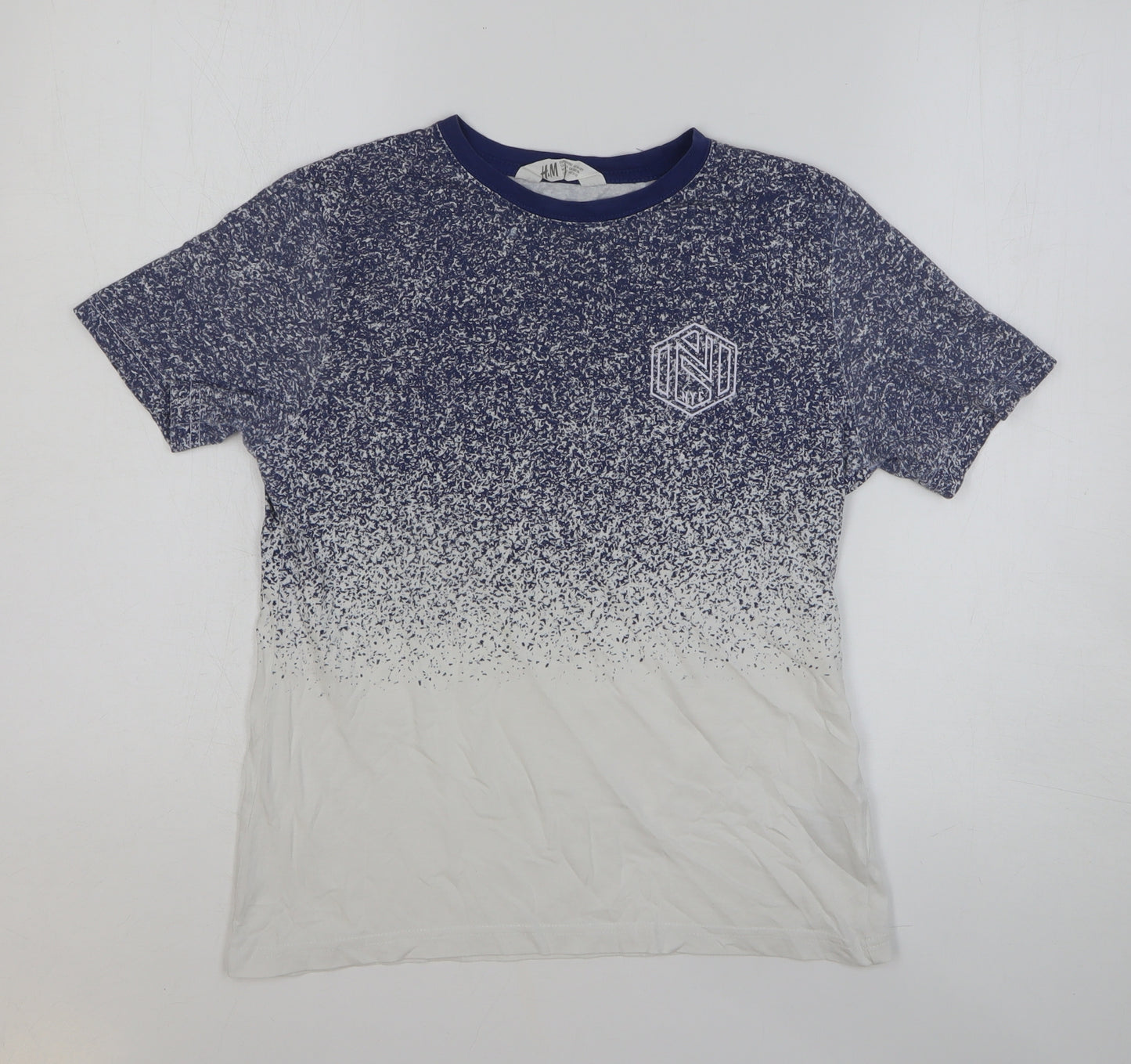 H&M Boys Blue 100% Cotton Basic T-Shirt Size 11-12 Years Round Neck Pullover