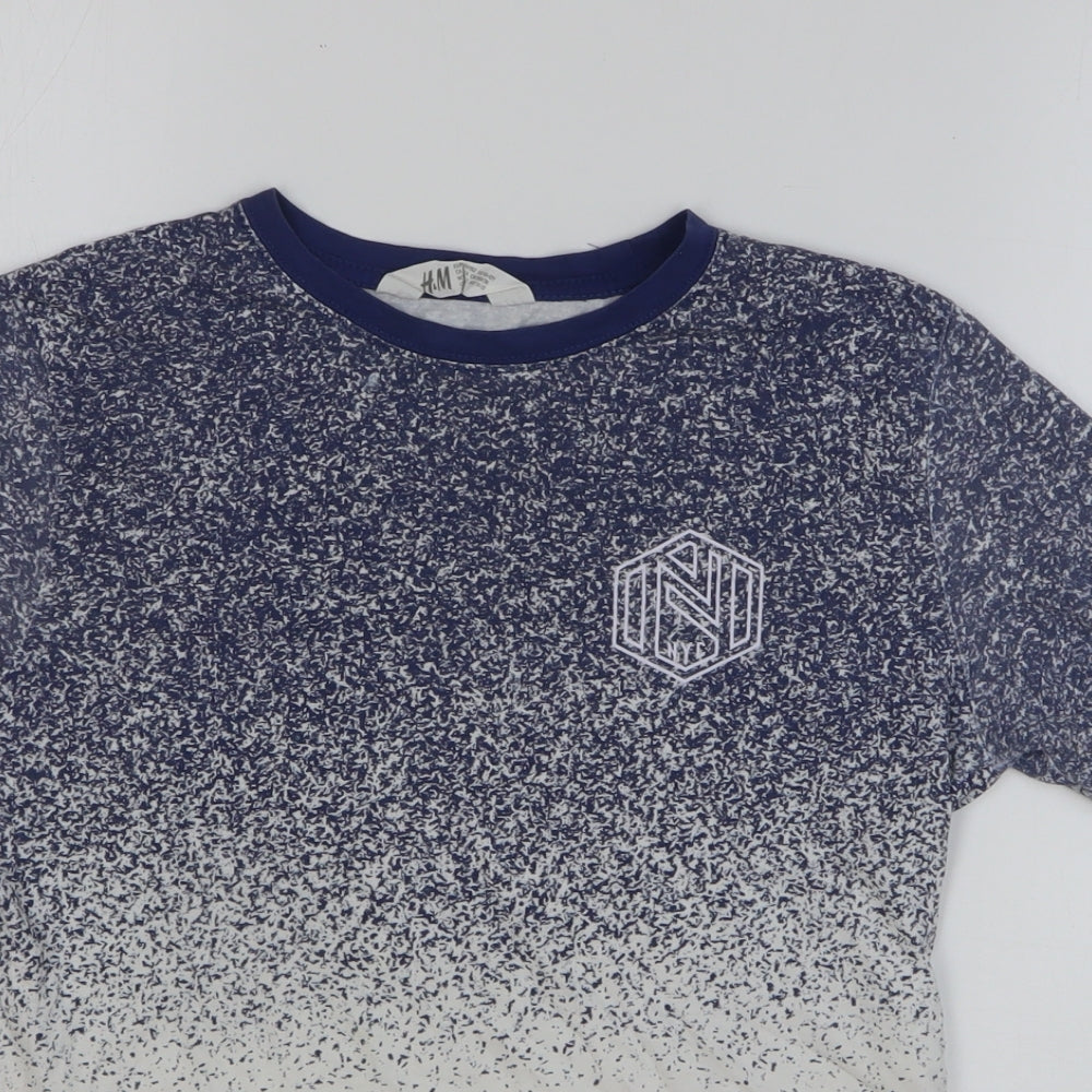 H&M Boys Blue 100% Cotton Basic T-Shirt Size 11-12 Years Round Neck Pullover