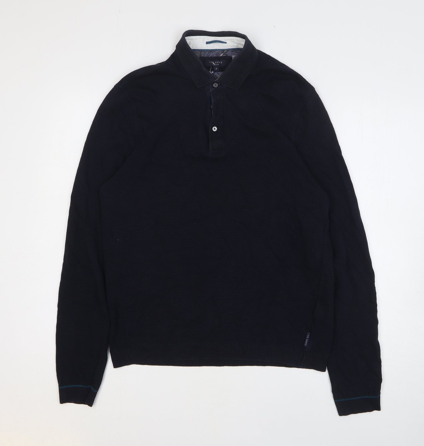 Ted Baker Mens Blue 100% Cotton Polo Size M Collared Button
