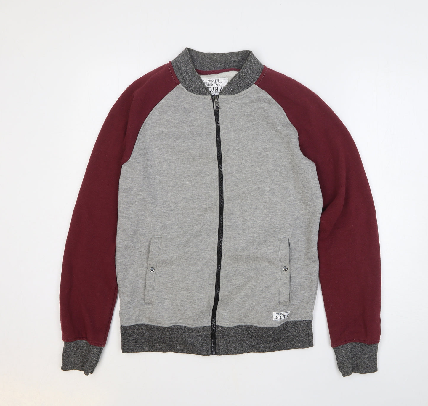 Indigo Mens Grey Polyester Full Zip Sweatshirt Size S