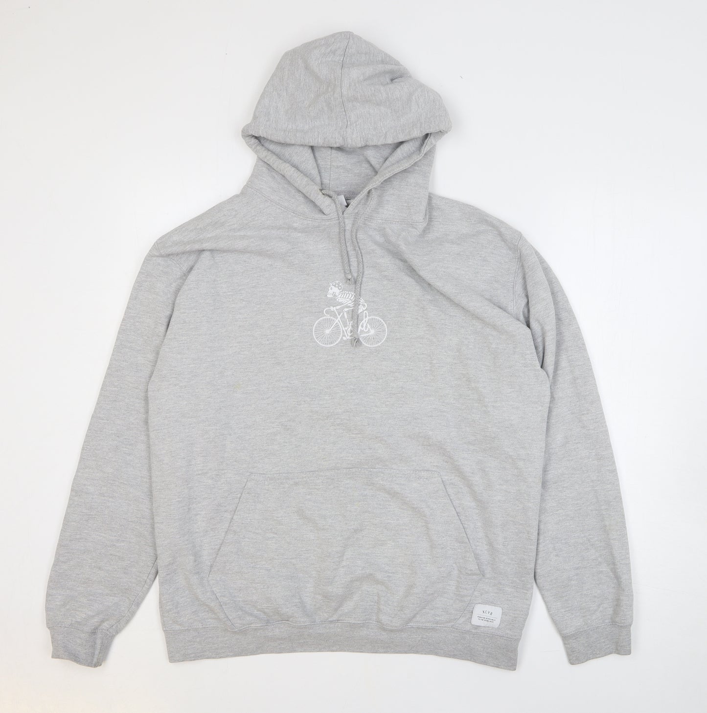XCVB Mens Grey Cotton Pullover Hoodie Size L