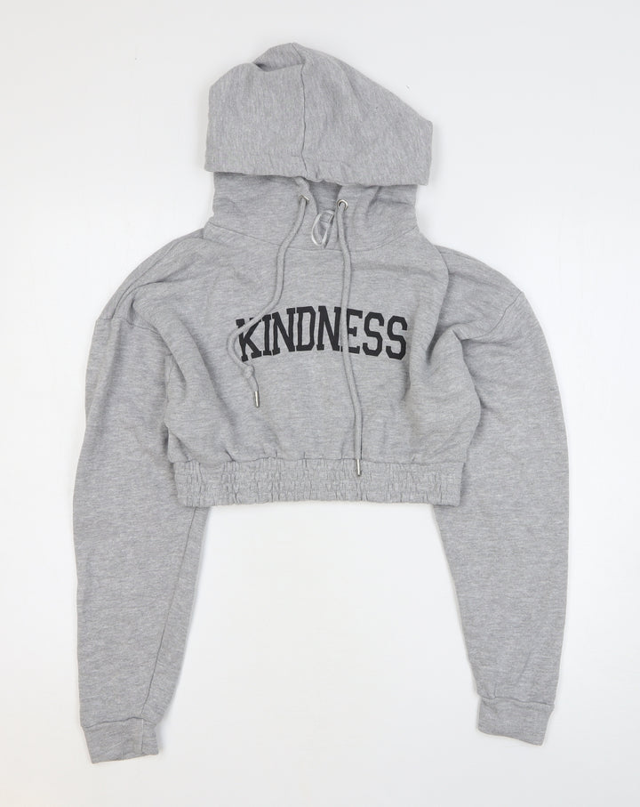 PINK Womens Grey Cotton Pullover Hoodie Size M Pullover