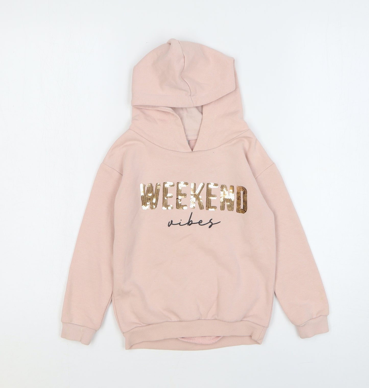 TU Girls Pink Cotton Pullover Hoodie Size 4 Years Pullover - Weekend Vibes