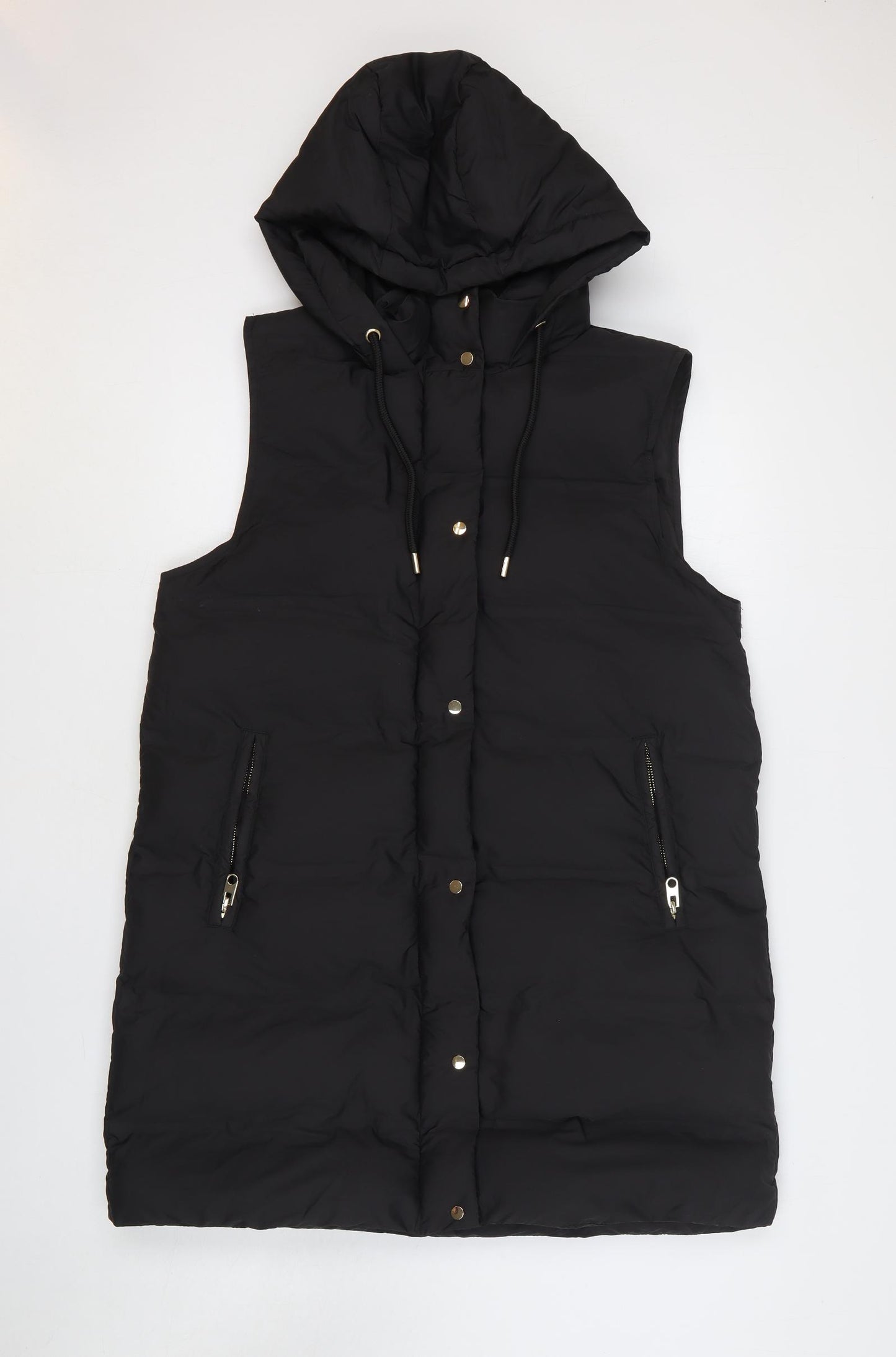 Zara Womens Black Gilet Waistcoat Size L Zip
