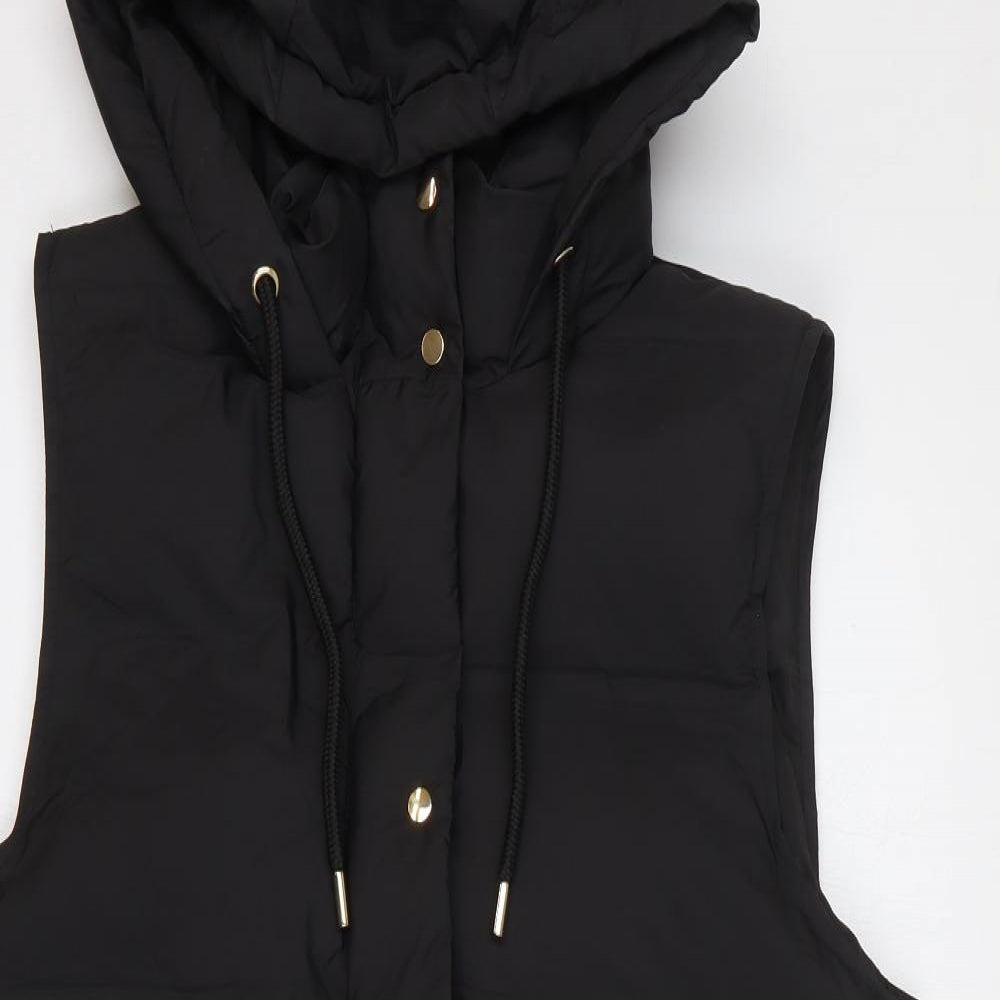 Zara Womens Black Gilet Waistcoat Size L Zip