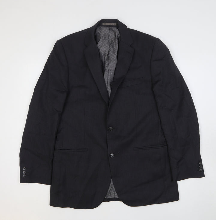 Preworn Mens Black Viscose Jacket Blazer Size 40