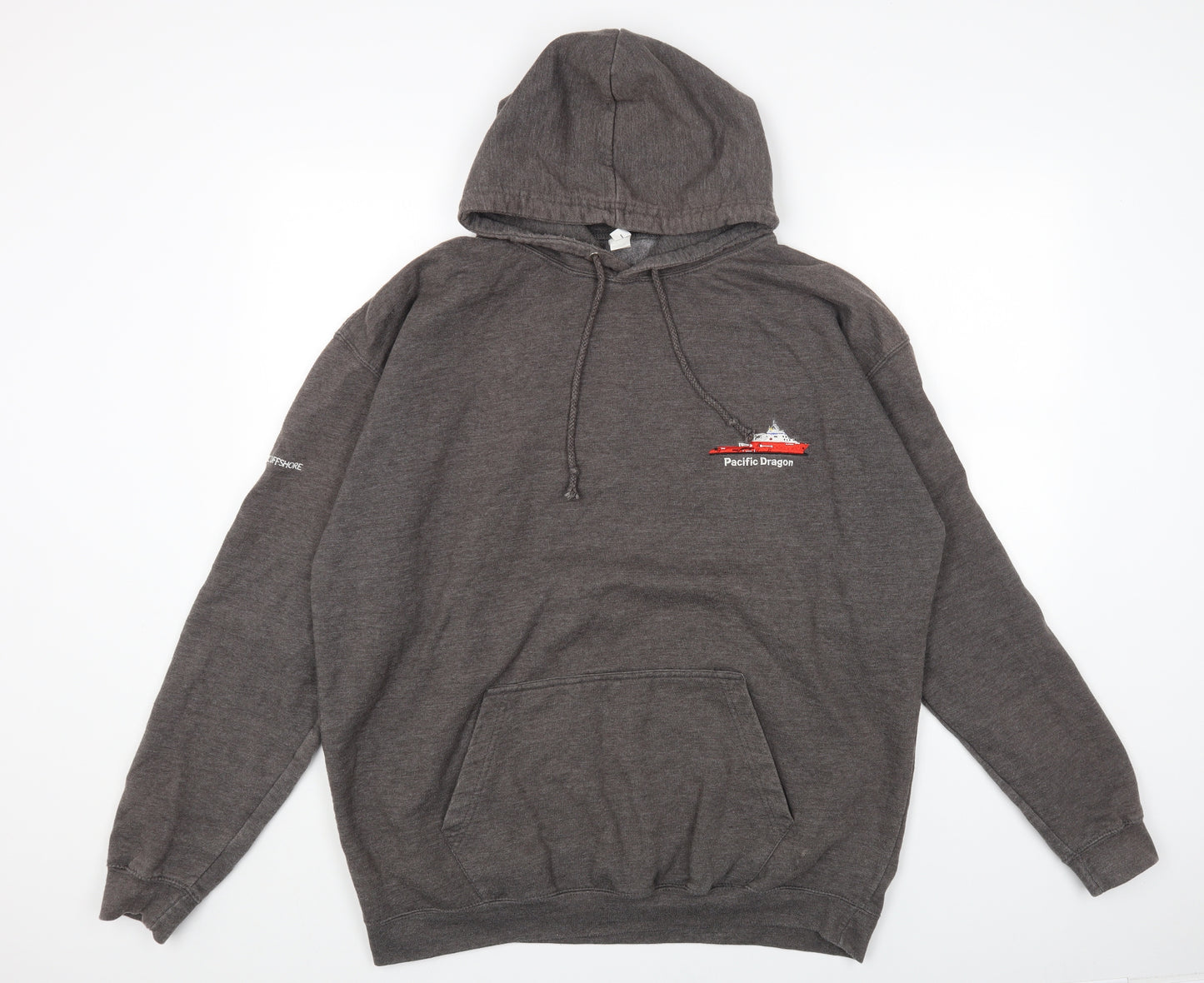 JUSTHOODS Mens Grey Cotton Pullover Hoodie Size 2XL - Pacific Dragon