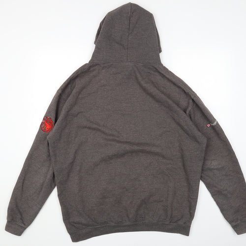 JUSTHOODS Mens Grey Cotton Pullover Hoodie Size 2XL - Pacific Dragon