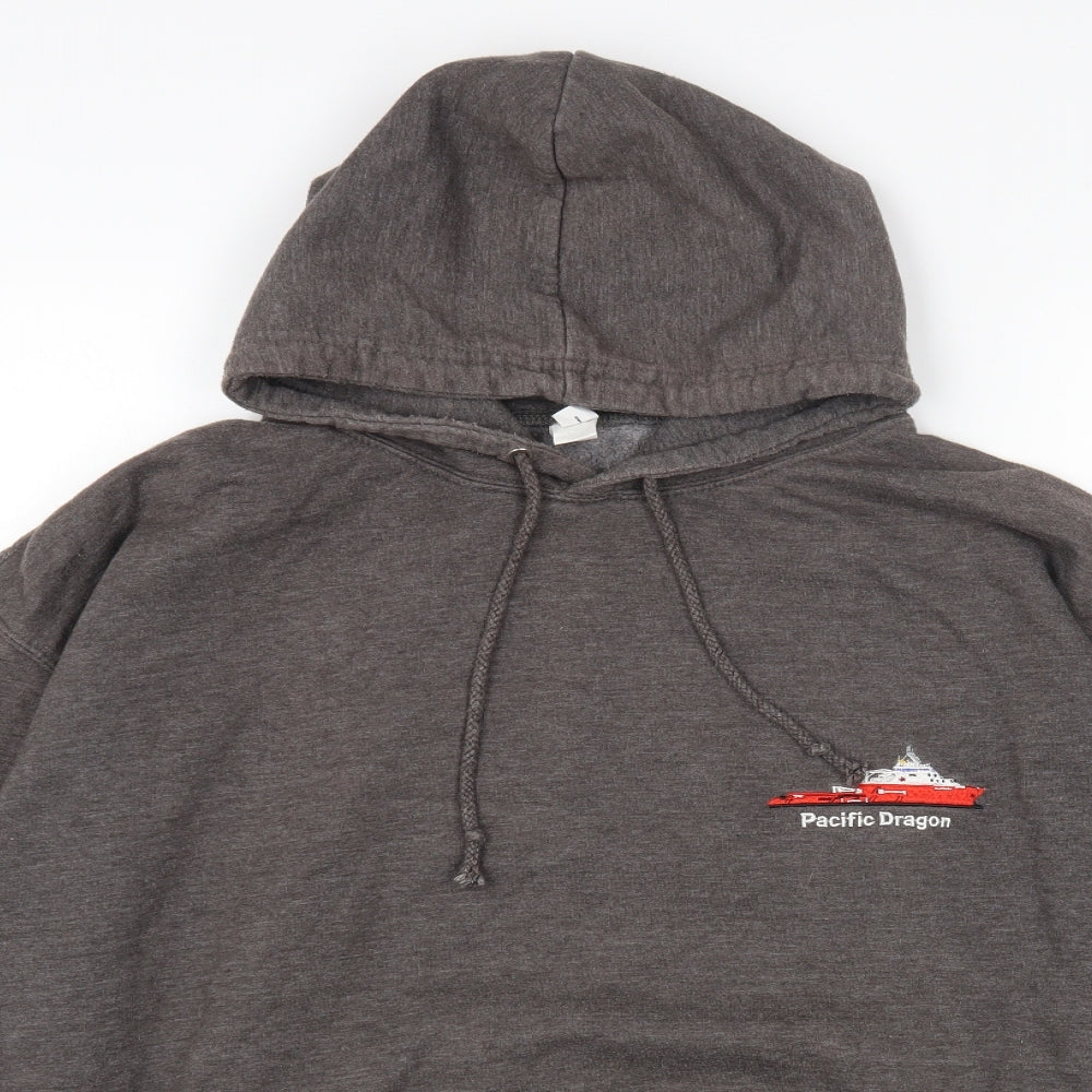JUSTHOODS Mens Grey Cotton Pullover Hoodie Size 2XL - Pacific Dragon
