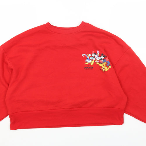 Primark Womens Red Polyester Pullover Sweatshirt Size XS Pullover - Mickey Mouse