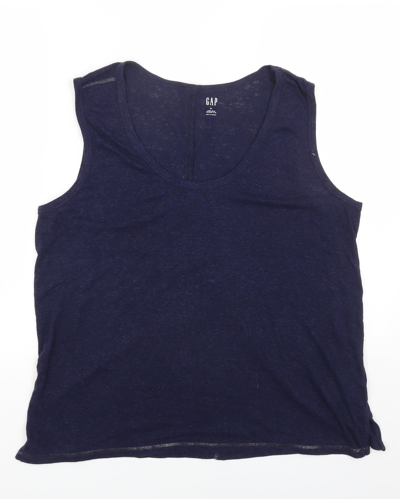 Gap Womens Blue Polyester Basic Tank Size XL Scoop Neck