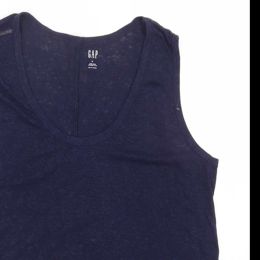 Gap Womens Blue Polyester Basic Tank Size XL Scoop Neck