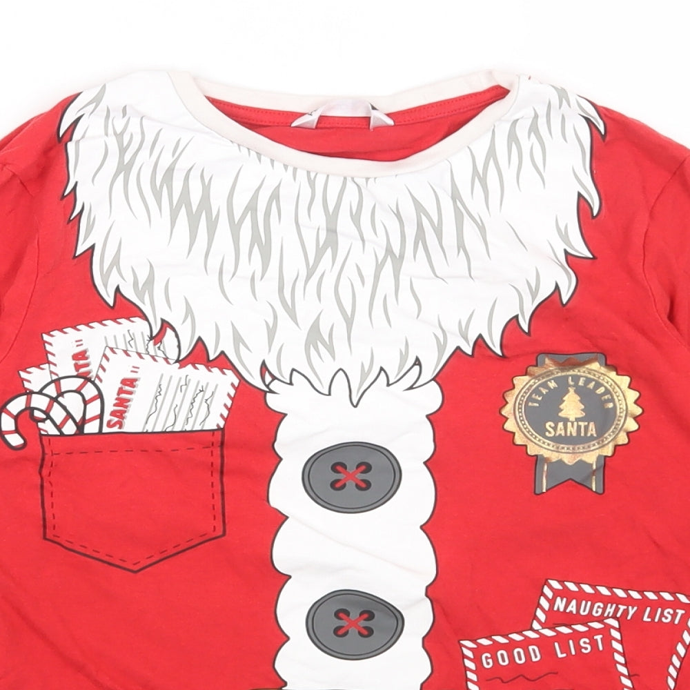 PEP&CO Boys Red Cotton Basic T-Shirt Size 11-12 Years Round Neck Pullover - Christmas