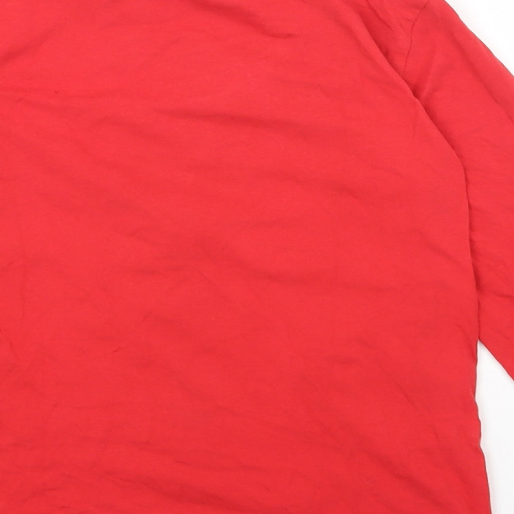 PEP&CO Boys Red Cotton Basic T-Shirt Size 11-12 Years Round Neck Pullover - Christmas