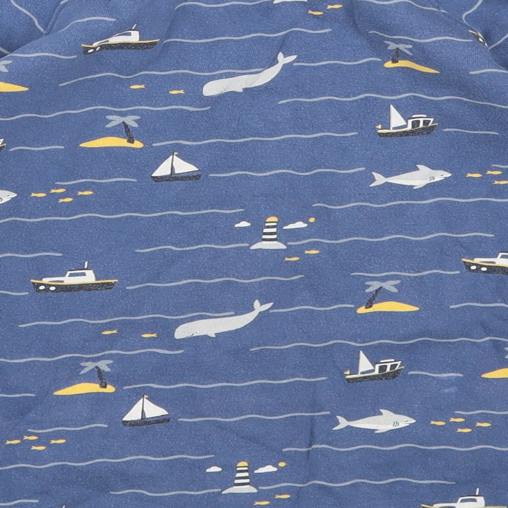 Frugi Boys Blue Geometric Cotton Pullover Sweatshirt Size 9-10 Years Pullover