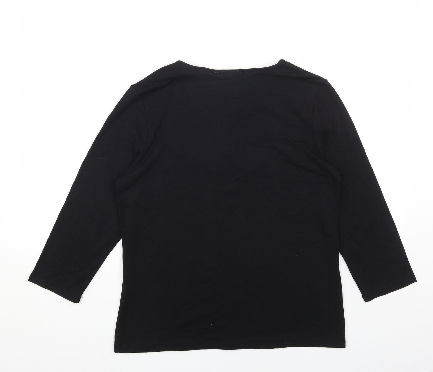 SIROCCO Womens Black Cotton Basic Blouse Size L V-Neck