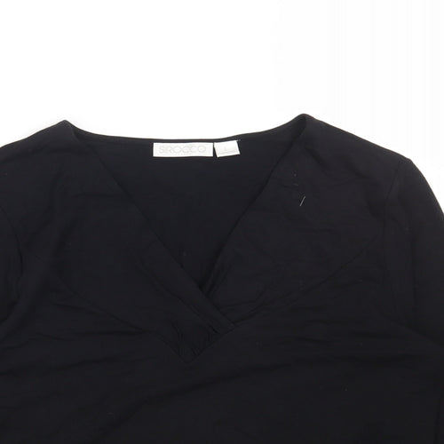 SIROCCO Womens Black Cotton Basic Blouse Size L V-Neck