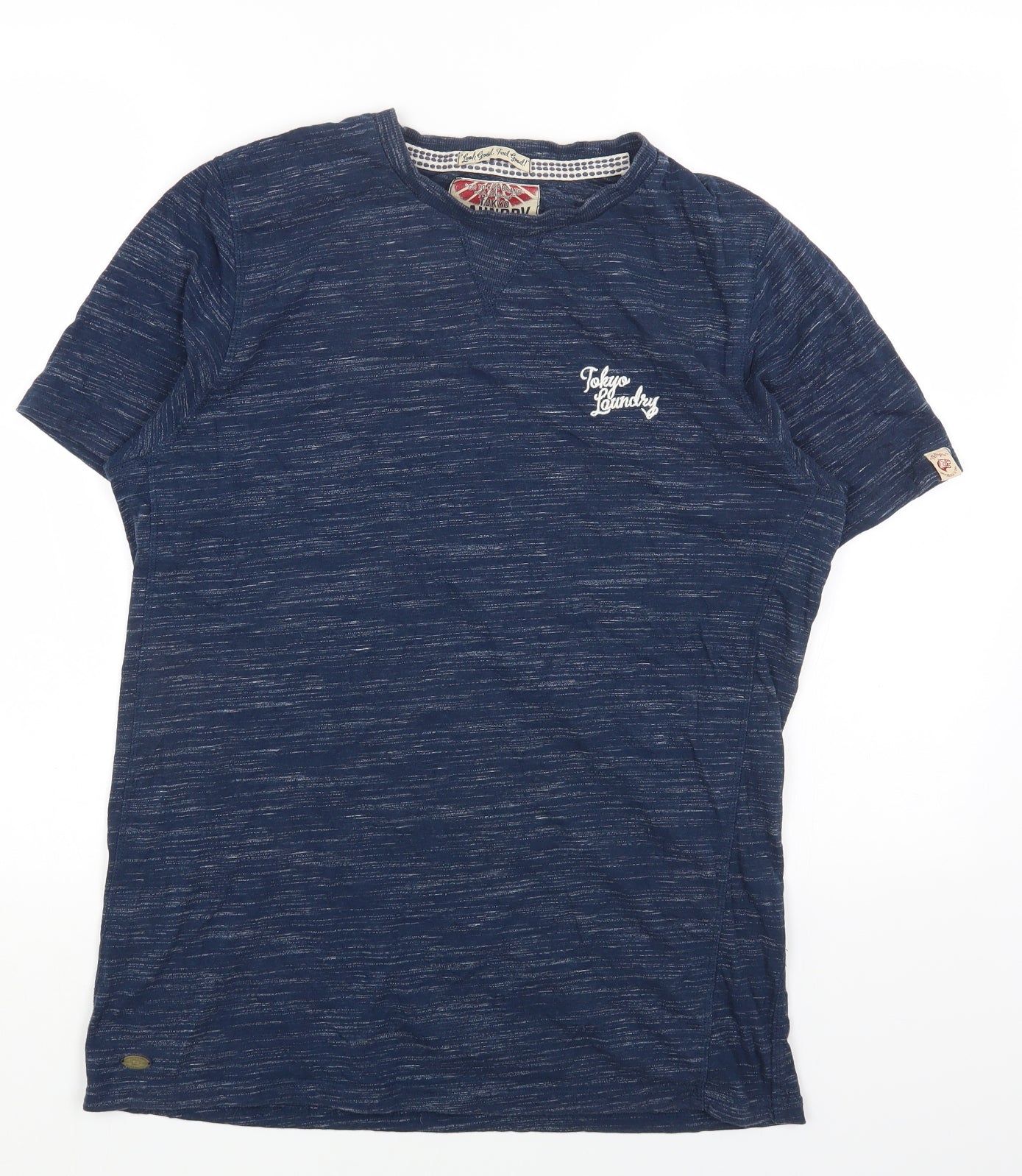Tokyo Laundry Mens Blue Cotton T-Shirt Size M Round Neck