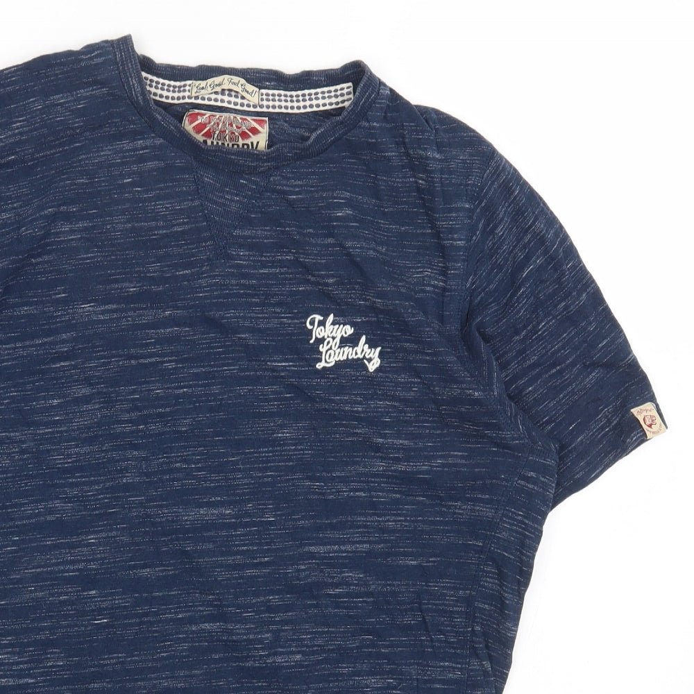Tokyo Laundry Mens Blue Cotton T-Shirt Size M Round Neck