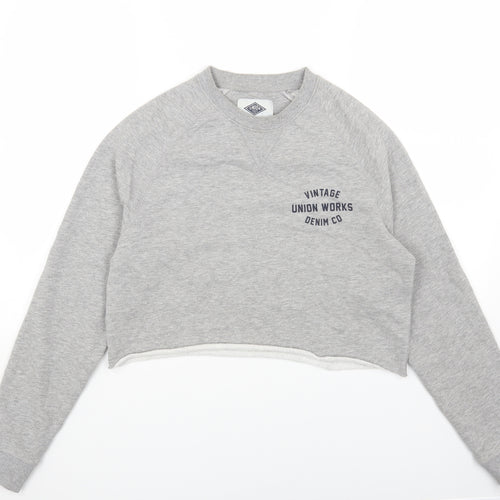 Union Womens Grey Cotton Pullover Sweatshirt Size S Pullover