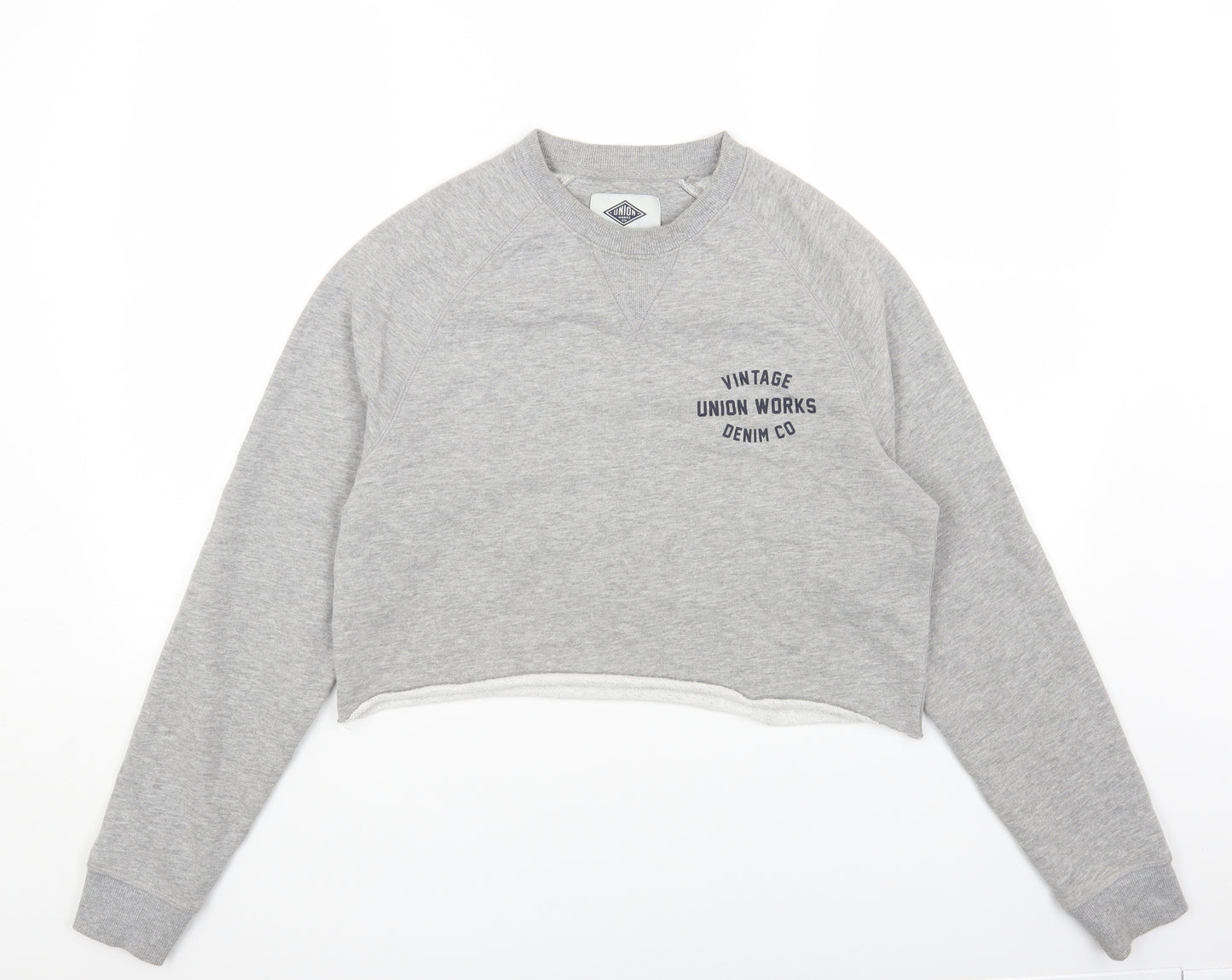 Union Womens Grey Cotton Pullover Sweatshirt Size S Pullover