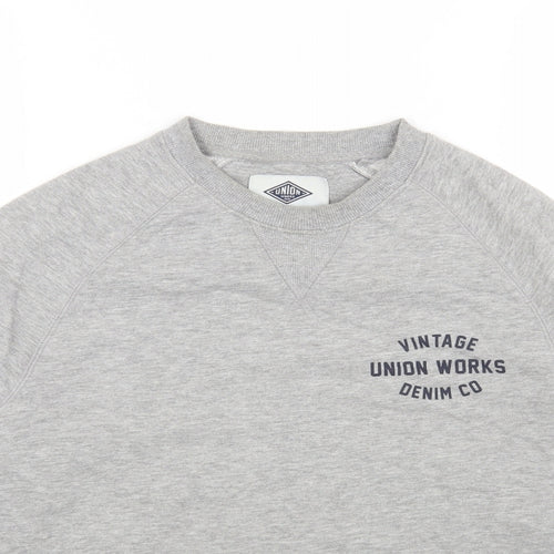Union Womens Grey Cotton Pullover Sweatshirt Size S Pullover