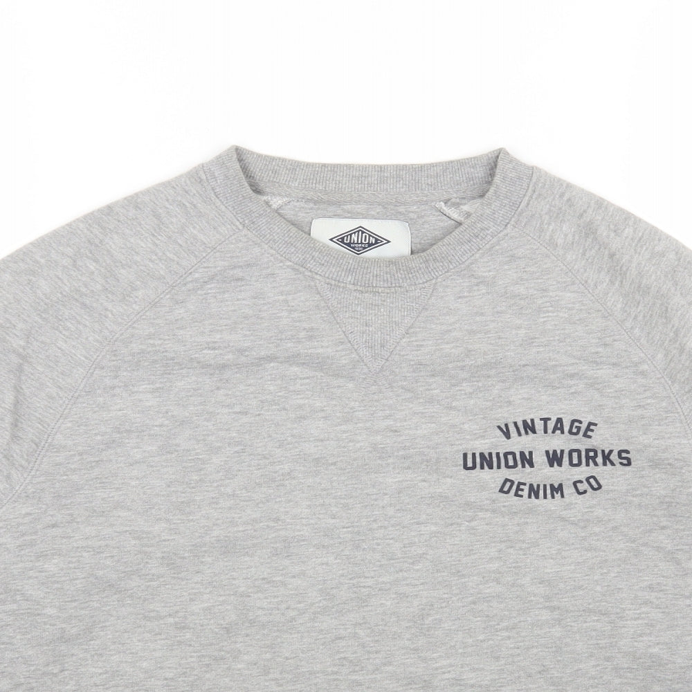 Union Womens Grey Cotton Pullover Sweatshirt Size S Pullover
