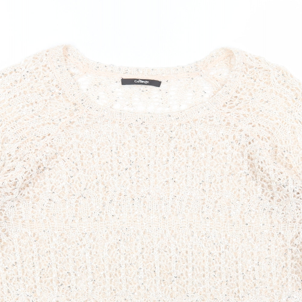 George Womens Pink Round Neck Geometric Acrylic Pullover Jumper Size 20