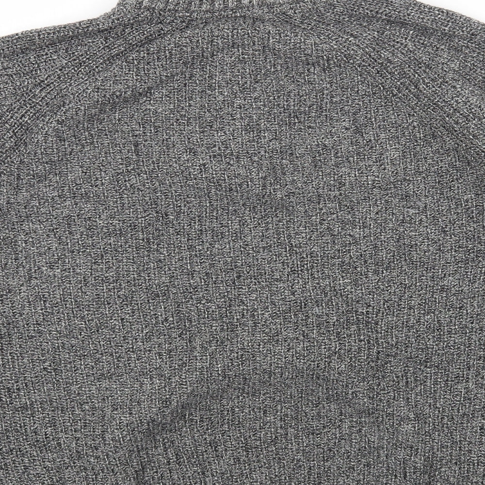 H&M Mens Grey High Neck Cotton Pullover Jumper Size M