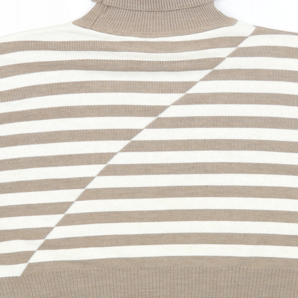 George Womens Brown Roll Neck Striped Acrylic Pullover Jumper Size L