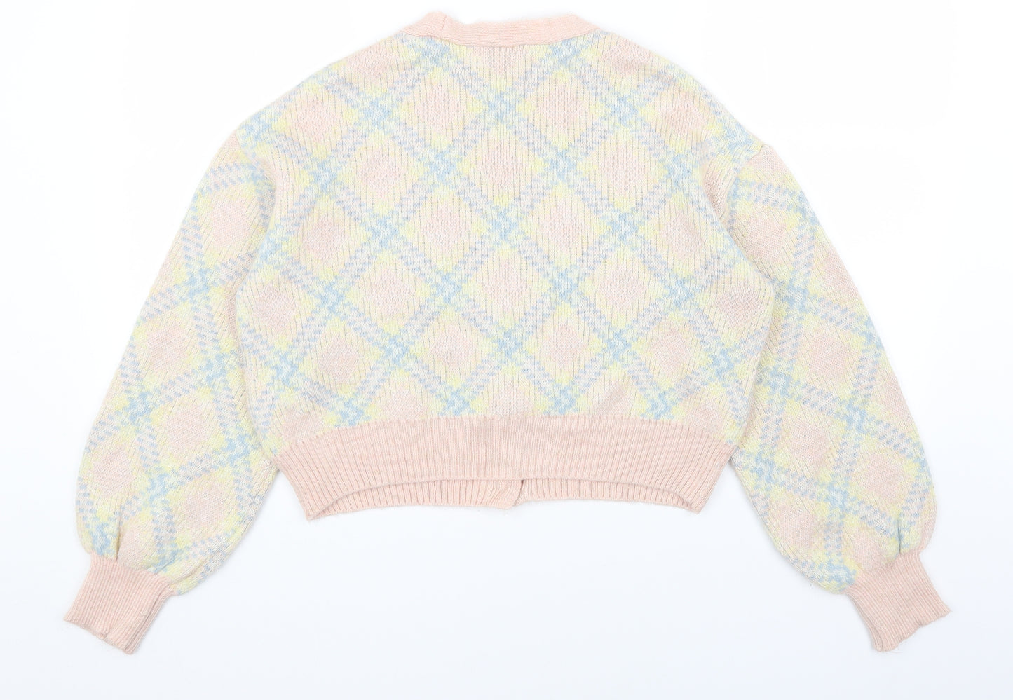 George Womens Multicoloured V-Neck Argyle/Diamond Acrylic Cardigan Jumper Size 8