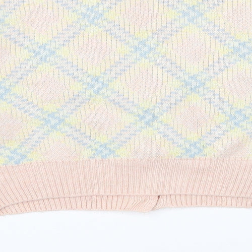 George Womens Multicoloured V-Neck Argyle/Diamond Acrylic Cardigan Jumper Size 8