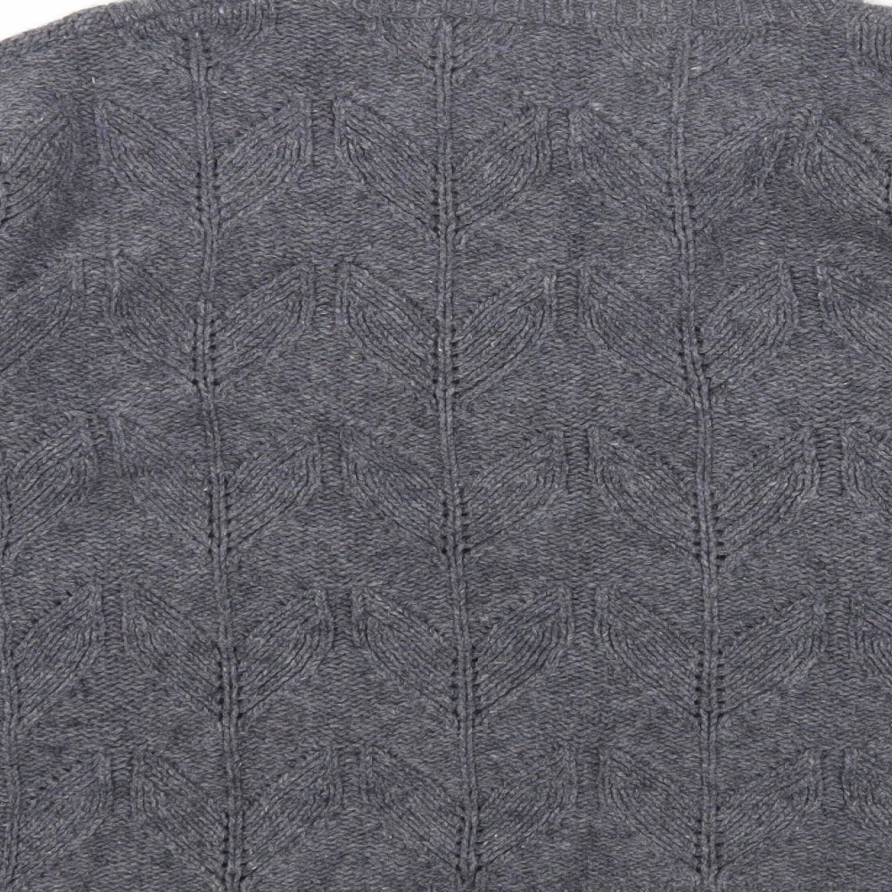 Seasalt Womens Grey Round Neck Geometric Wool Pullover Jumper Size 14