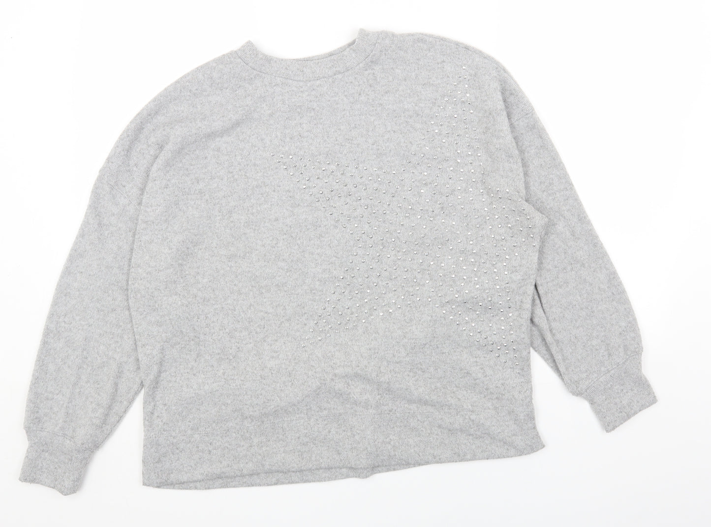 F&F Womens Grey Round Neck Viscose Pullover Jumper Size 14